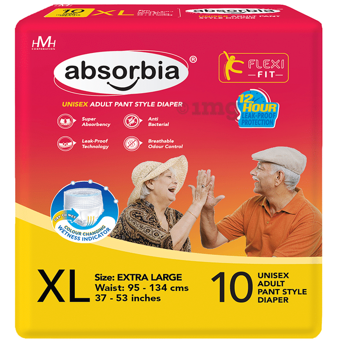 Absorbia Unisex Adult Pant Style Diaper 37-53 inches XL