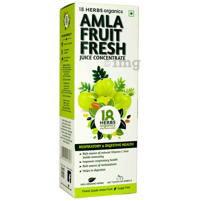18 Herbs Organics Amla Fruit Fresh Juice Concentrate Sugar Free