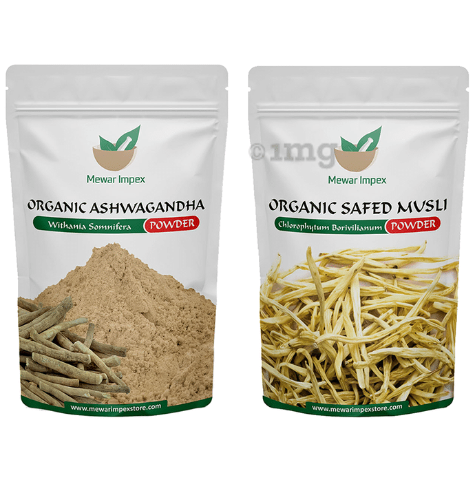 Mewar Impex Combo Pack of Organic Ashwagandha Powder & Organic Safed Musli Powder (100gm Each)
