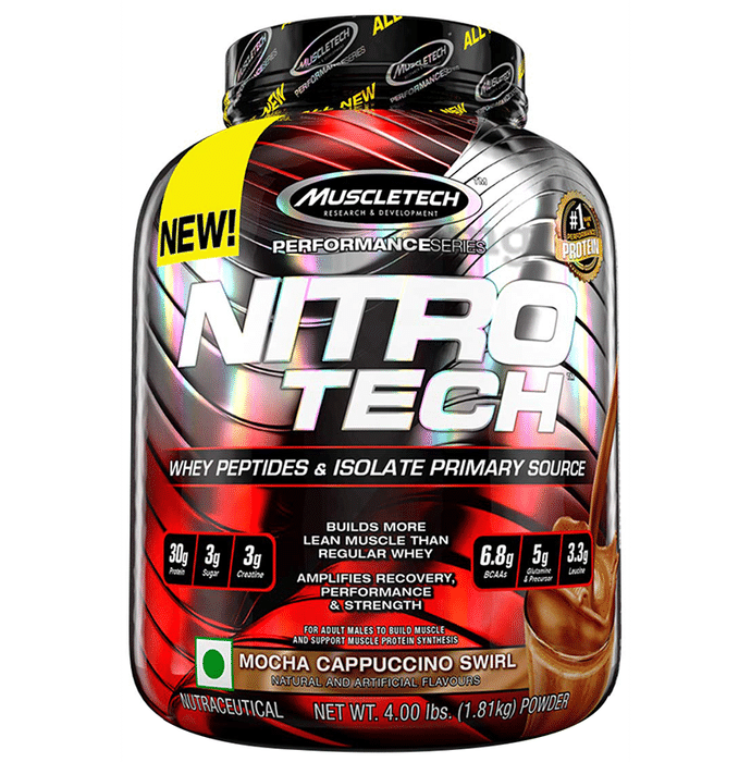 Muscletech Performance Series Nitro Tech Whey Peptides & Isolate Powder Mocha Cappuccino Swirl