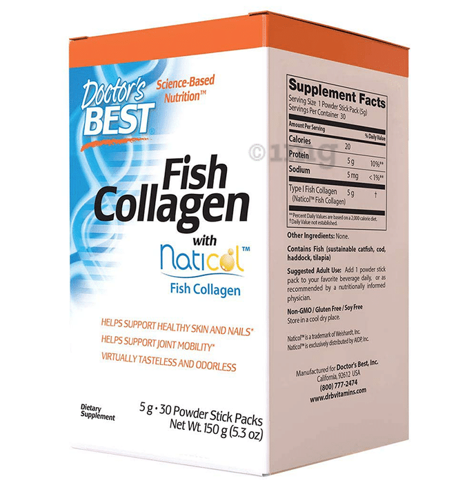 Doctor's Best Fish Collagen with Naticol Powder Sticks | Supports Healthy Skin, Nails & Joints