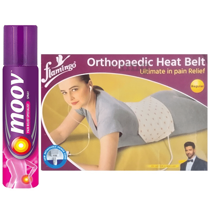Combo Pack of Moov Pain Relief Spray 50gm & Flamingo Orthopaedic Heating Belt Regular