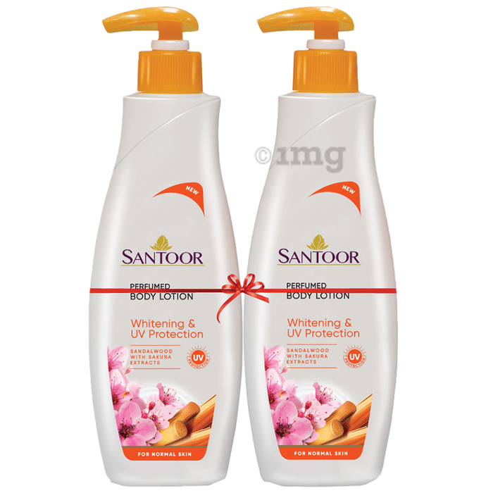 Santoor Perfumed Body Lotion Whitening & UV Protection (250ml Each)
