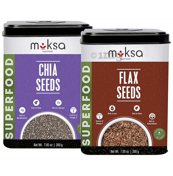 Moksa Combo Pack of Chia Seeds & Flax Seeds (200gm Each)