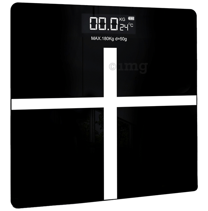 beatXP Thick Tempered Glass Electronic LCD Personal Health Body Fitness Digital Scales Black