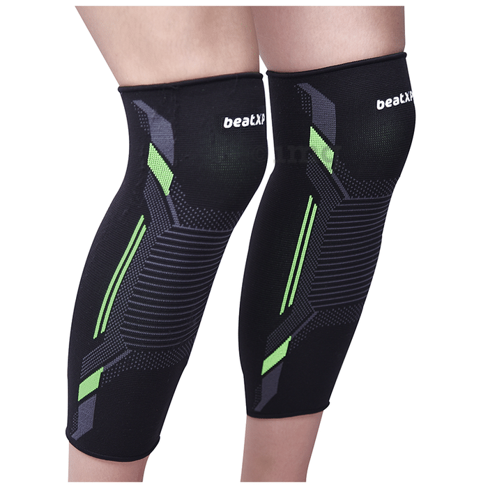 beatXP 3D Premium Knee Cap Support Sleeves Pair Large Green