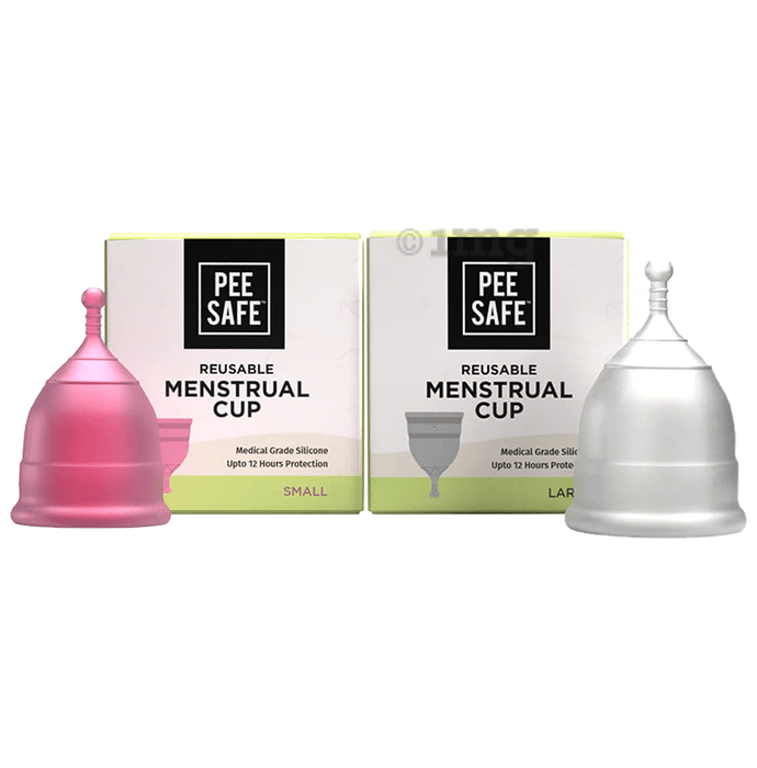 Pee Safe Reusable Menstrual Cup with Medical Grade Silicone for Women Small & Large