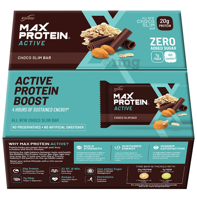 RiteBite Max Protein Active for Energy Boost | Flavour Choco Slim Bar