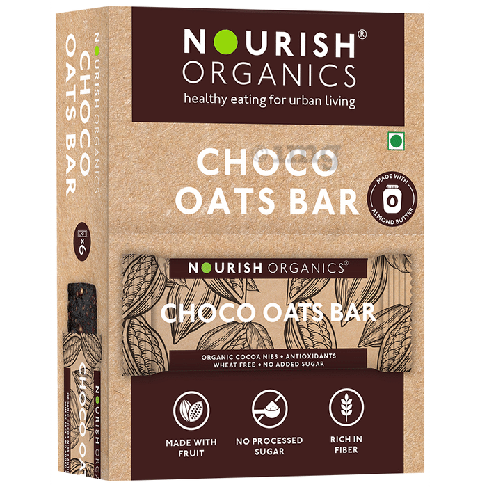 Nourish Organics Organics Oats Bar (30gm Each) Choco Oats-Organic, High Fibre-Made with Seeds, Dry Fruits Choco Oats