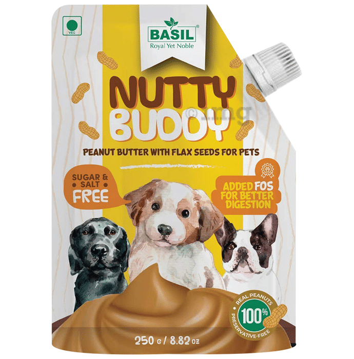 Basil Nutty Buddy Peanut Butter with Flax Seeds for Dogs (250gm Each)