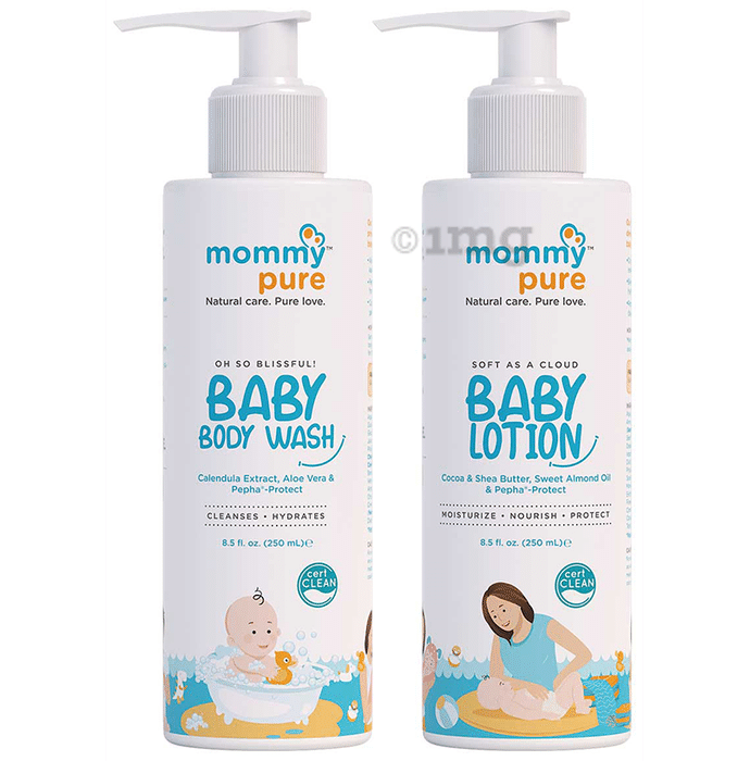 Mommypure Combo Pack of Oh So Blissful! Baby Body Wash and Soft As A Cloud Baby Lotion (250ml Each)