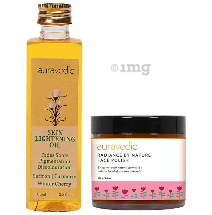 Auravedic Combo Pack of Skin Lightening Oil 100ml & Radiance By Nature Face Polish 100gm