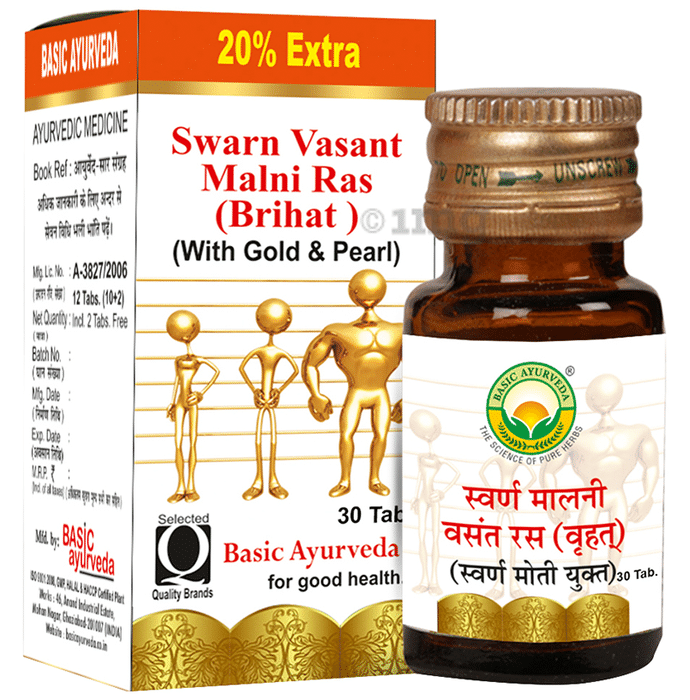 Basic Ayurveda Swarn Malni Vasant Ras with Gold & Pearl Tablet