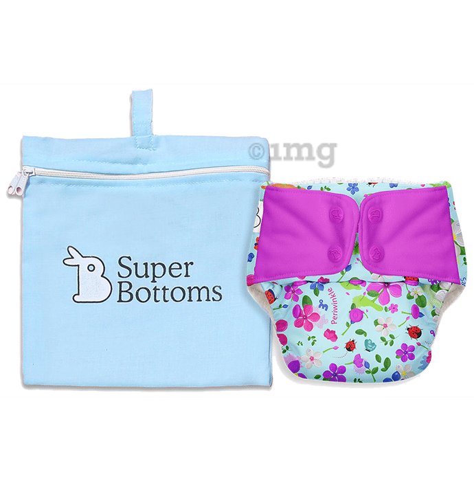 Superbottoms UNO Washable & Reusable Adjustable Cloth Diaper with Dry Feel Pads Set Free Size Periwinkle