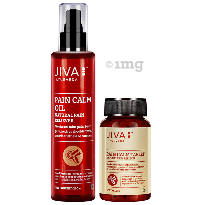 Jiva Ayurveda Combo Pack of Pain Calm Oil 200ml & Pain Calm 120 Tablet