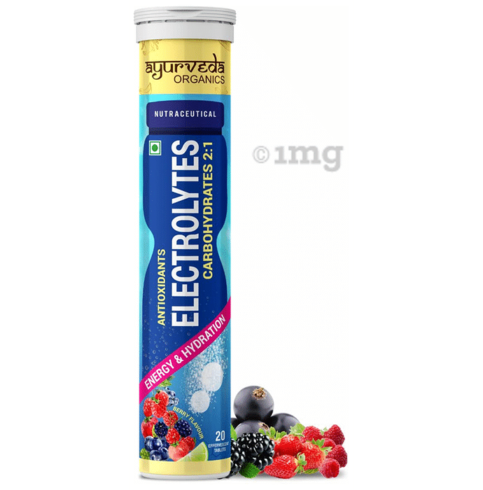 Ayurveda Organics Antioxidants Electrolytes Carbohydrates 2:1 Effervescent Tablet Berry