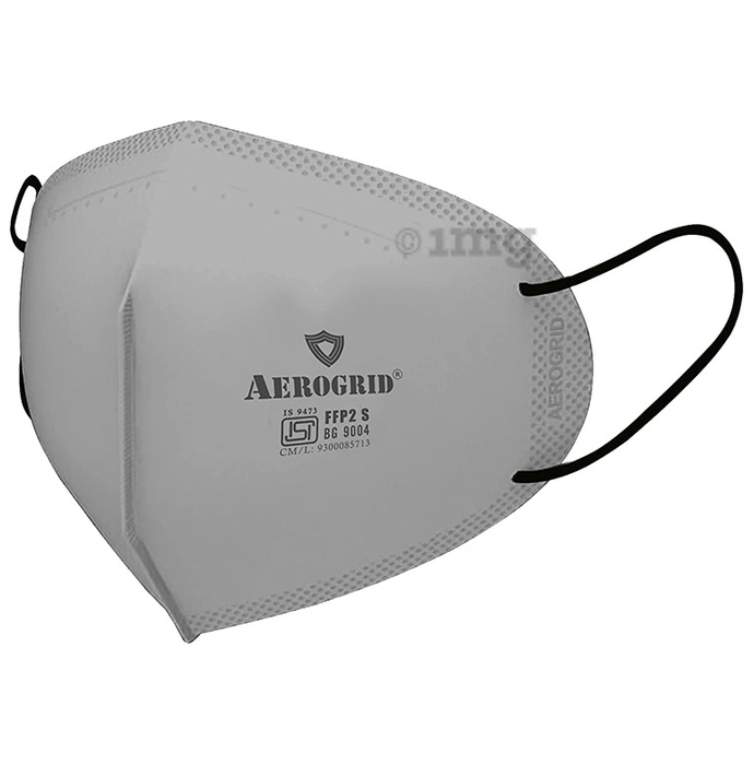 Aerogrid FFP2 5 Layer Premium N95 Mask with Headband Converter Strip Grey with Black Ear Loop