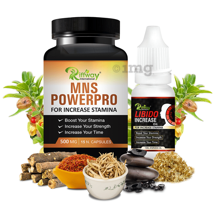 Riffway International Combo Pack of MNS Power Pro 15 Capsule & Libido Increase Oil 15ml