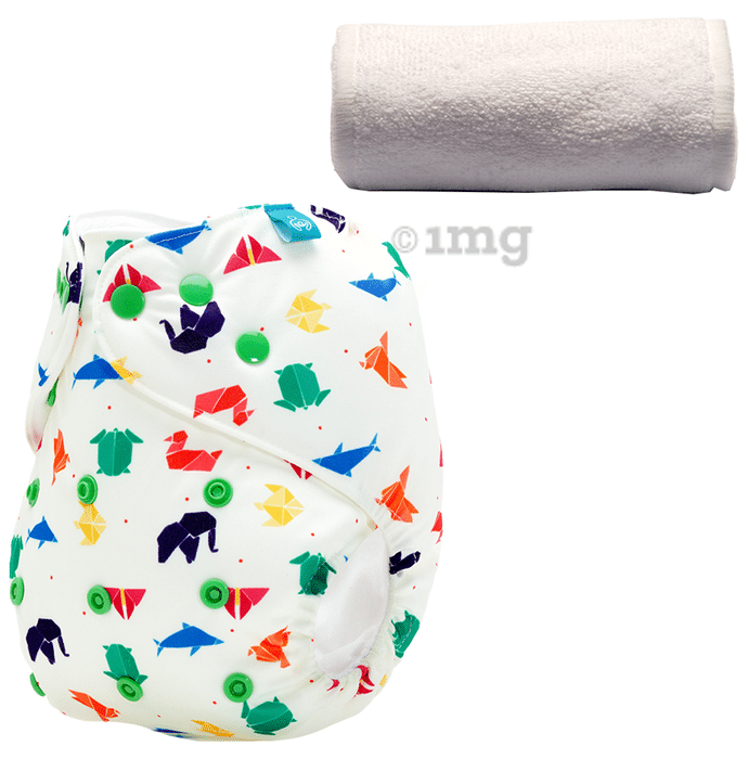 Bumberry Adjustable Reusable Cloth Pocket Diaper With 1 Three-Layer Microfiber Inserts for Babies Origami