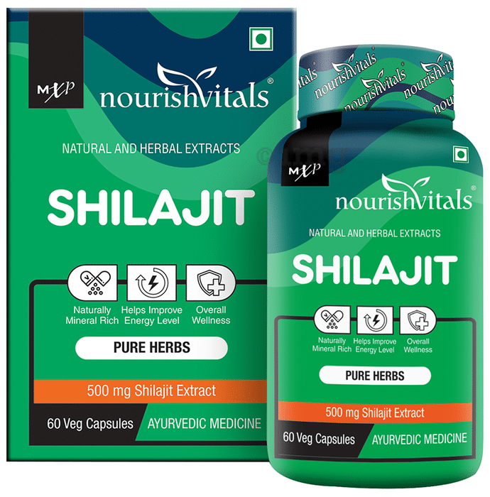 NourishVitals Shilajit 500mg Veg Capsule (60 Each)