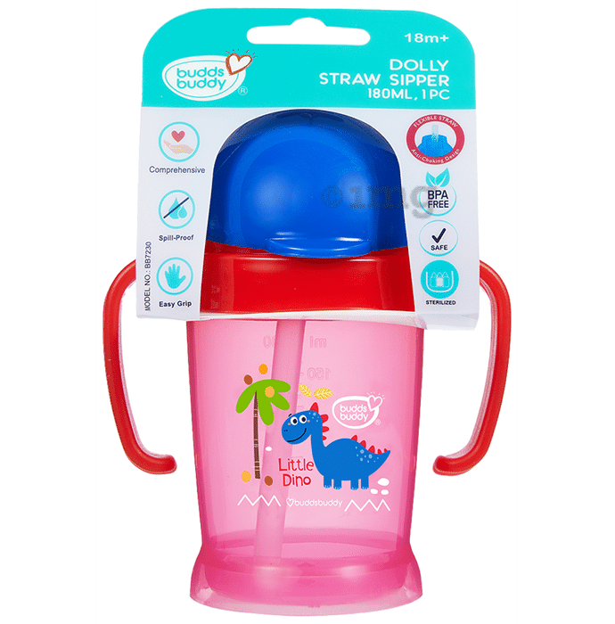 Buddsbuddy BPA Free Anti Spill Design Dolly Baby Straw Sipper Cup Red