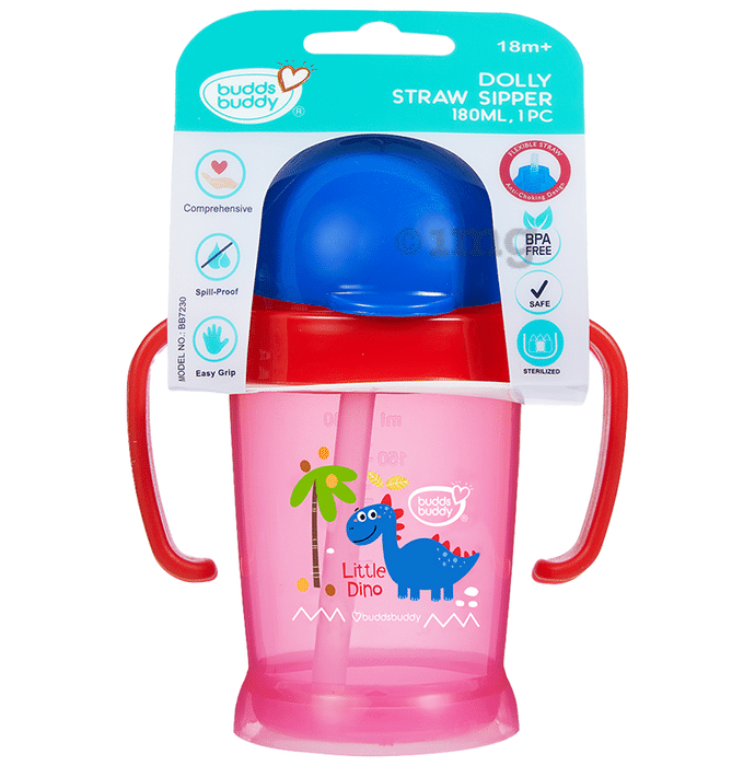 Buddsbuddy BPA Free Anti Spill Design Dolly Baby Straw Sipper Cup Red