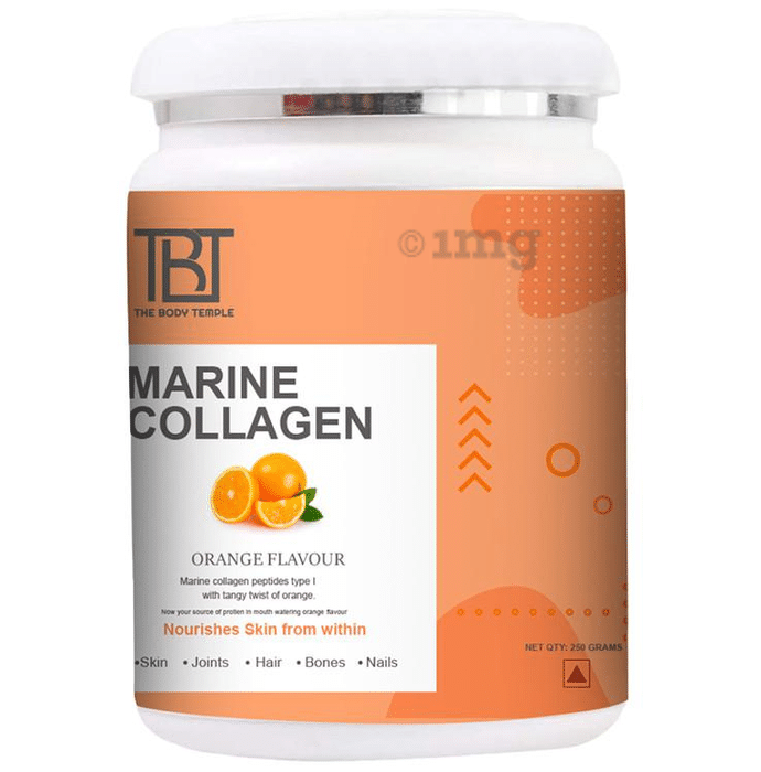The Body Temple Marine Collagen Peptides Type 1 for Skin, Joints, Hair, Bones & Nails | Flavour Powder Orange