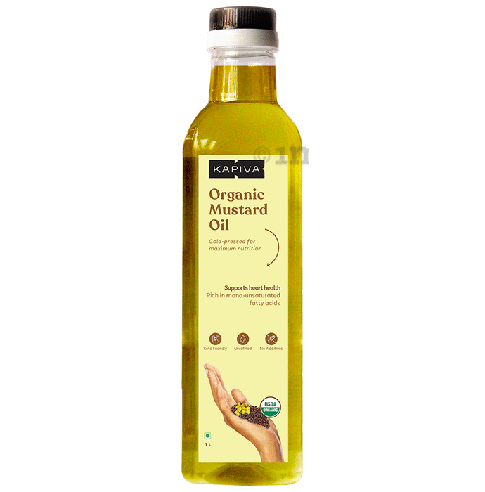 Kapiva Cold Pressed & Natural Organic Mustard Oil | Ideal Oil for Healthy Cooking | Supports Heart Health