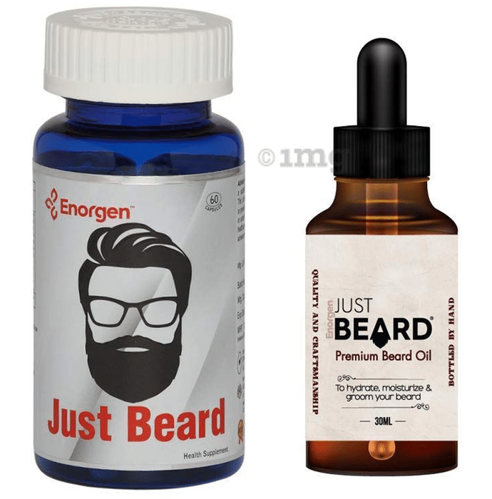 Enorgen Combo Pack of Just Beard 60 Capsule & Just Beard Premium Beard Oil 30ml