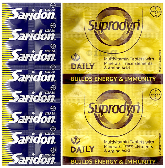 Bayer Combo Pack of Supradyn Daily Multivitamin 15 Tablet & Saridon 10 Tablet