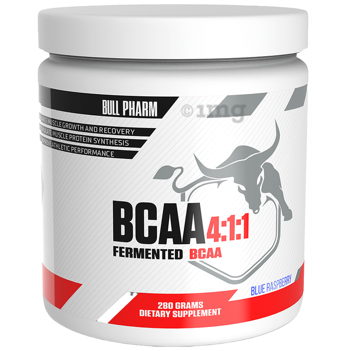 Bull Pharm BCAA 4:1:1 for Muscle Growth & Protein Synthesis Powder Blue Raspberry