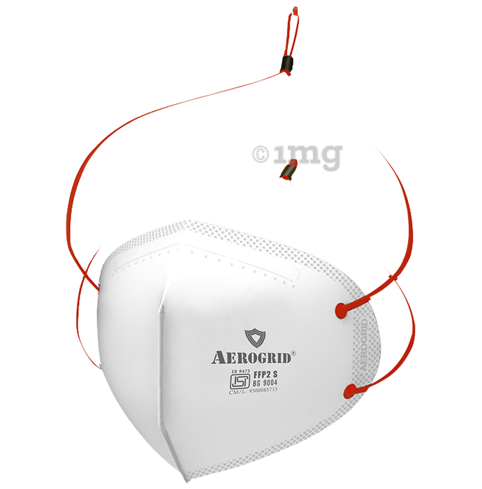 Aerogrid FFP2 Premium 6 Layer N95 Mask White with Adjustable Red Head loop