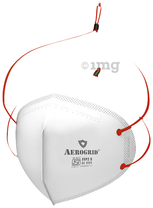 Aerogrid FFP2 Premium 6 Layer N95 Mask White with Adjustable Red Head loop