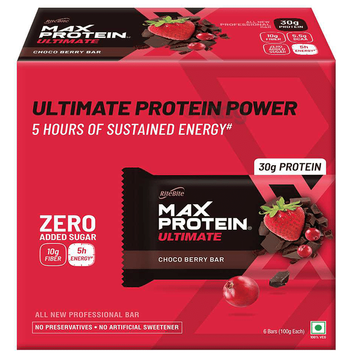 RiteBite Max Protein Ultimate Bar for Energy Boost | Flavour Choco Berry