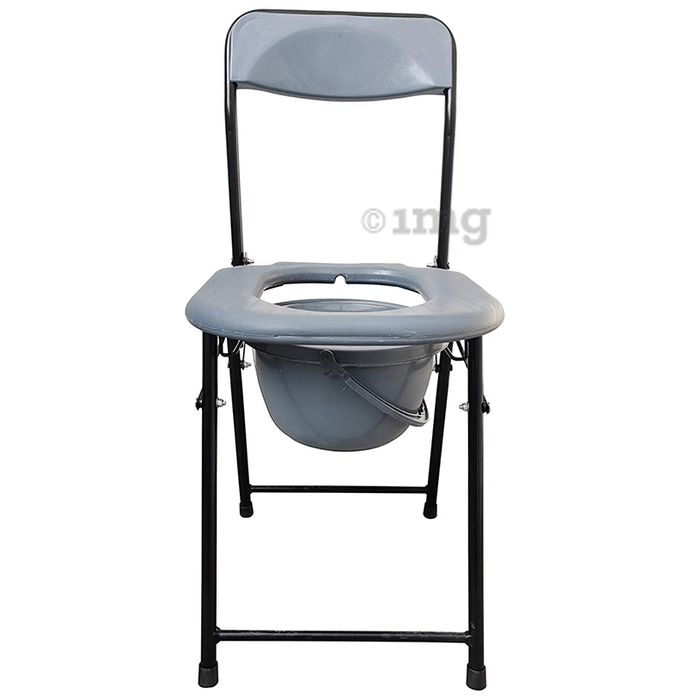 Fidelis Healthcare CC4 Portable Foldable Commode Chair & Bathing Chair with Backrest with Pot O Shape