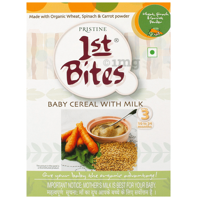 Pristine 1st Bites (10 Months - 24 Months) Stage-3 Baby Cereals with Milk | Wheat Spinach and Carrot Powder
