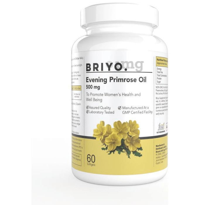 Briyo Evening Primrose Oil 1000mg Soft Gelatin Capsule for Women's Wellness Supports Hormonal Balance & Healthy Skin