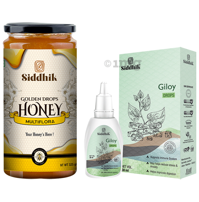 Siddhik Combo Pack of Golden Drops Multiflora Honey 325gm & Giloy Drop 30ml