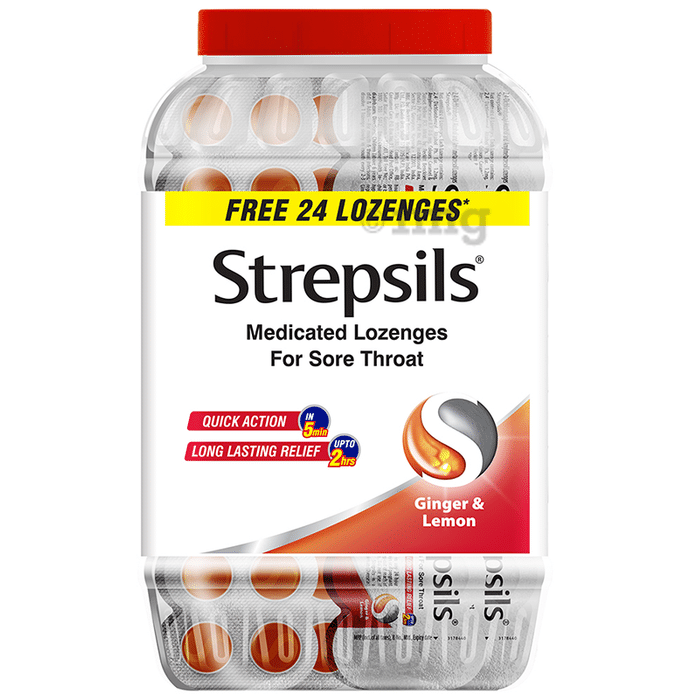 Strepsils Medicated Throat Lozenges | For Sore Throat | Flavour Ginger & Lemon