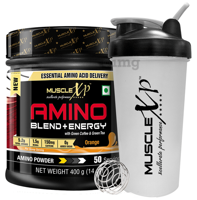 MuscleXP Amino Blend & Energy Powder Orange with Shaker