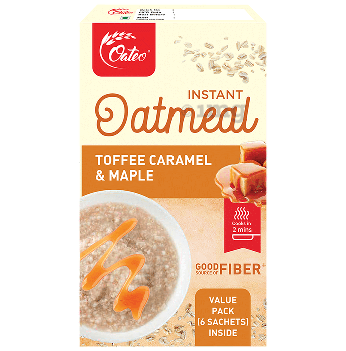 Oateo Instant Oatmeal (43gm Each) Toffee Caramel & Maple