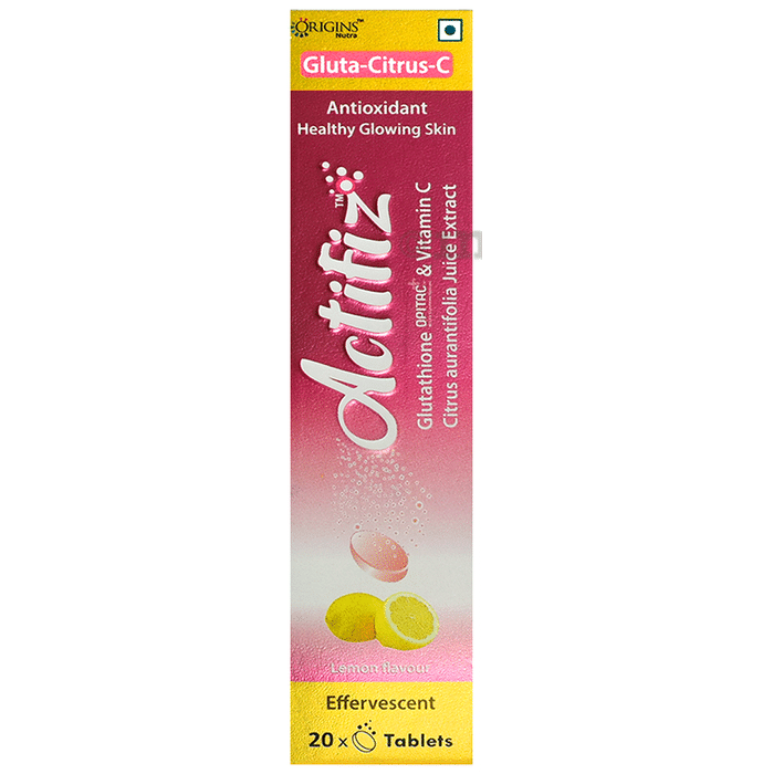 Origins Nutra Gluta-Citrus-C Actfiz Glutathione Opitac+ & Vitamin C Citrus Aurantifolia Juice Extract Effervescent Tablet Lemon