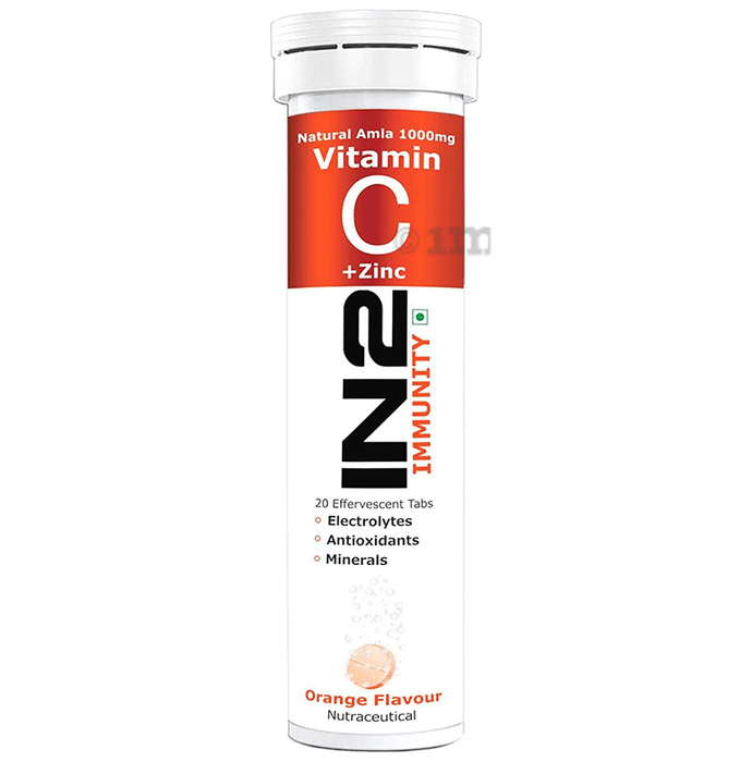 IN2 Immunity Vitamin C+Zinc Effervescent Tablet (20 Each) Orange
