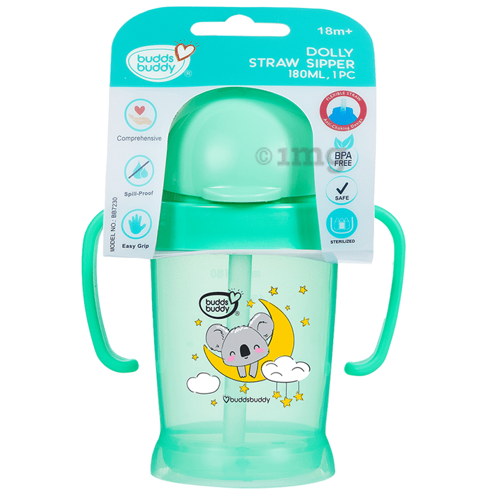 Buddsbuddy BPA Free Anti Spill Design Dolly Baby Straw Sipper Cup Green