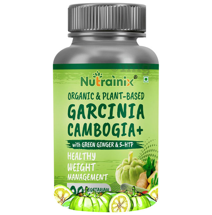 Nutrainix Organic & Plant-Based Garcinia Cambogia+ with Green Ginger & 5-HTP Vegetarian Capsule