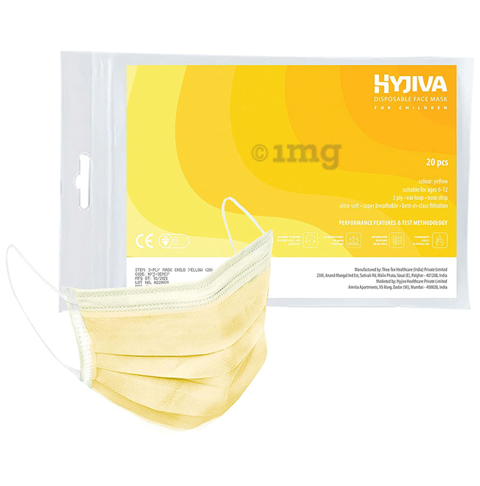Hyjiva 3 Ply Disposable Face Mask for Children Yellow