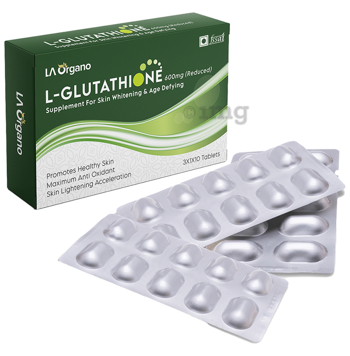 LA Organo L- Glutathione 600mg (Reduced) | For Skin Health & Anti-Ageing Support | Tablet