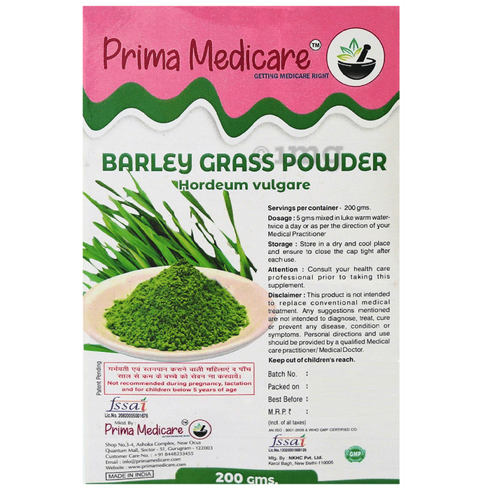 Prima Medicare Barley Grass Powder Buy packet of 200.0 gm Powder at