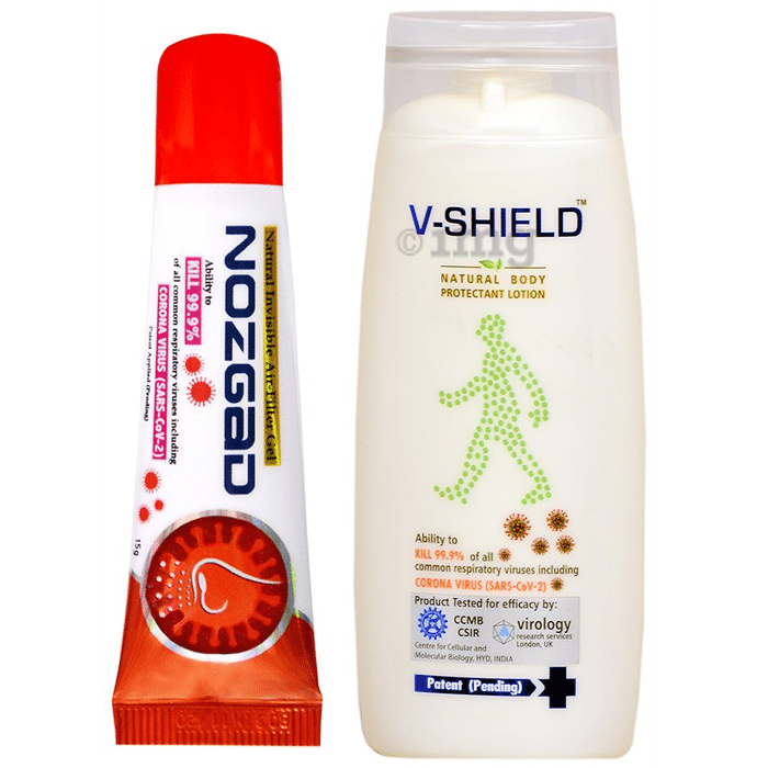 Ucube Combo Pack of V-Shield Natural Body Protectant Lotion 180ml & Nozgad Natural Invisible Air-Filter Gel 15gm