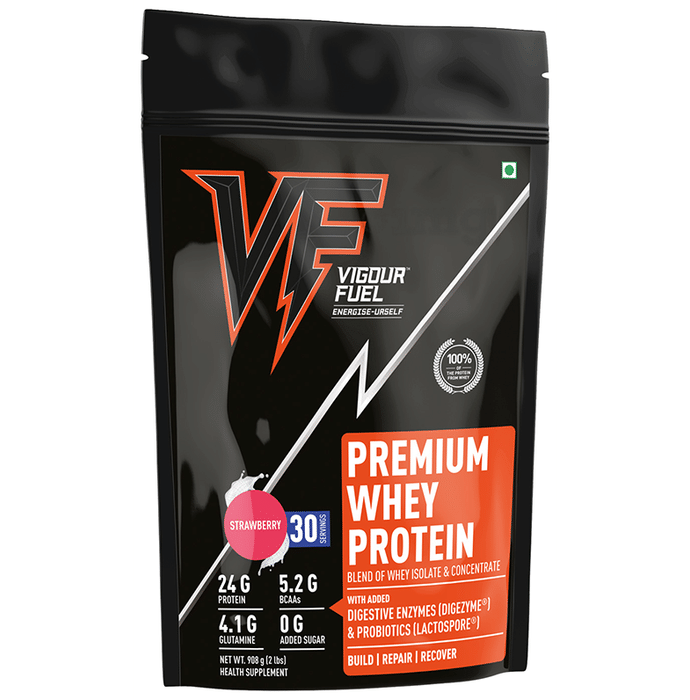 Vigour Fuel 100% Pure Whey Protein Premium Strawberry Shake